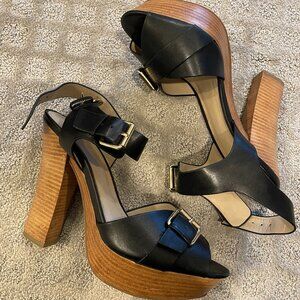ALDO Black Double Buckle Close Platform Sandals Size‎ 10